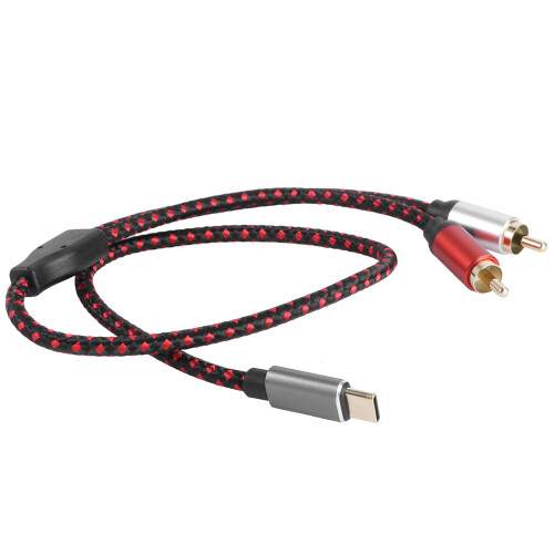 1Pièces Câble Double Audio Type C Rouge Pour Téléphone Et Audio