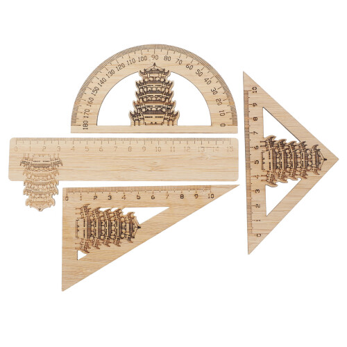 8Pièces Règle Bambou Technique Crane École Portable