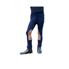 (S, Navy/Beige) Hy Childrens/Kids Cowboy Jodhpurs
