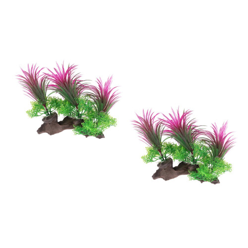 2Pièces Accessoires Décor Plantes Aquarium Colorées 2