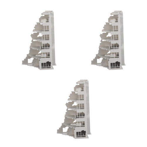 3Pièces Guerre Miniatures Bâtiments Cassés Jeu DIY Gris 2