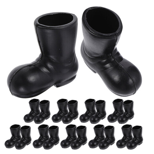 30Paires Mini Bottes Décoratives Noël ABS Noir Figurines Maison