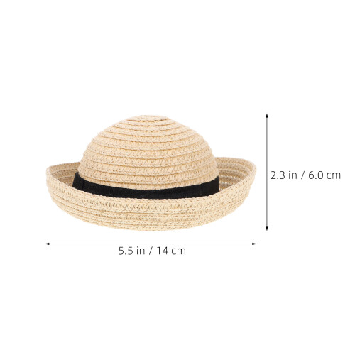 2Pièces Petits Chapeaux Tissés Beige, Accessoires Pour Poupées 1