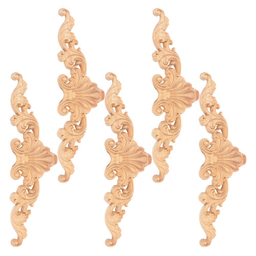 20Pièces Élégantes Appliques Bois Beige Sculpté Pour Décoration 2