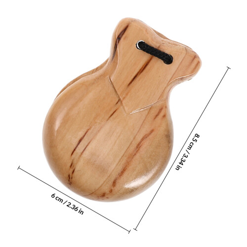 2Pièces Castanets Bois Beige Instruments Percussion Pour Enfants 1