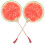 6Pièces Éventails Portables Papier Bambou Rouge Motif Pastèque Été 1