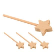 16Pièces Baguettes DIY Bois Étoile Beige Pour Jeux Et Déco