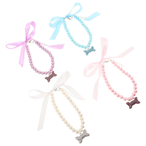 16Pièces Colliers Animaux Perles Imitation Avec Os Coloré