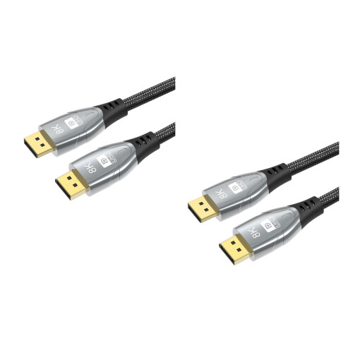 2Pièces Câble Display Port Pour Moniteur Et Console Noir En Aluminium 2