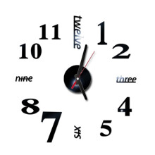 3D DIY Wall Clock Modern Design Large Acrylic Clocks Home Sticker Room Decor Clock the Wall Numbers-Black