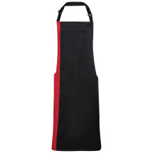 (One Size, Black/Red) Premier Contrast Bibbed Full Apron