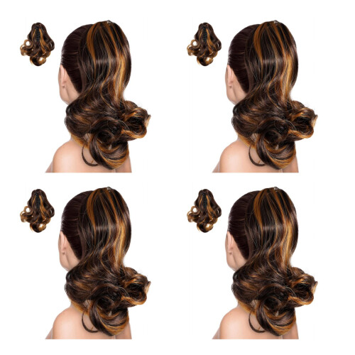 4Pièces Extensions À Clip Cravate Queue De Bouclée 1