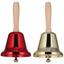 2Pièces Cloche Main Métal Son Puissant Manche Bois Couleurs Variées