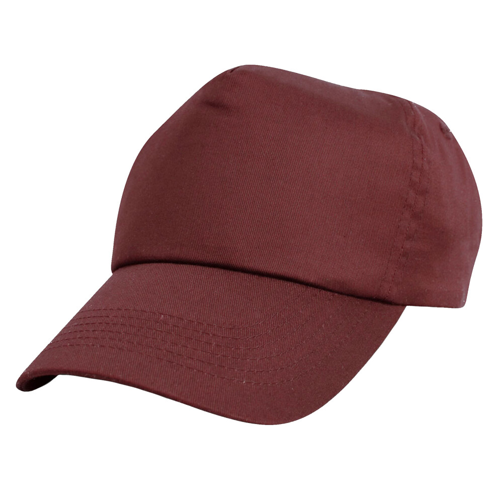 Result (One Size, Burgundy) Unisex Childrens/Kids Plain Basebll Cap (Pack Of 2)