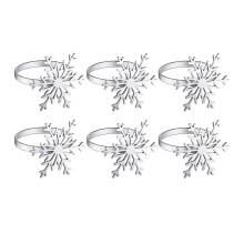 6 Piezas Anillos de Servilleta de Copo de Nieve Anillos Servilletero de Copo de Nieve NavideñO para DecoracióN de Mesa NavideñA (Plata)