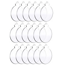 50 Stks Rond Acryl Kerst Ornament Leeg Transparant Acryl Ornament met Gat voor DIY , Vakantie
