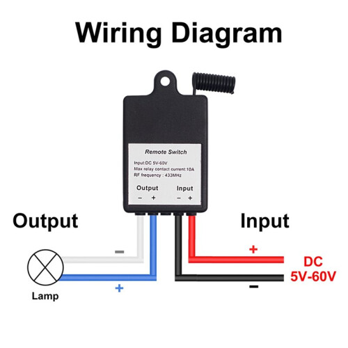 433MHz RF Wireless Relay ,  5-60V 10A Remote Control Transmitter Receiver for  Home Automation
