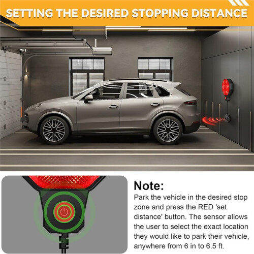 Adjustable Garage Parking Sensor Aid with LED Indicators, Parking Assist Sensor with Dual Power Options EU Plug 1