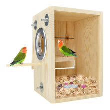 Bird Nest Box Parakeet Breeding Nest Box Bird Nest House Wooden Acrylic Transparent Breeding Box for Cockatiel