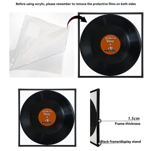 Black Music Record Album Frame 2-Pack, Display 12"X12" Vinyl LP Covers, Includes Hanger 1