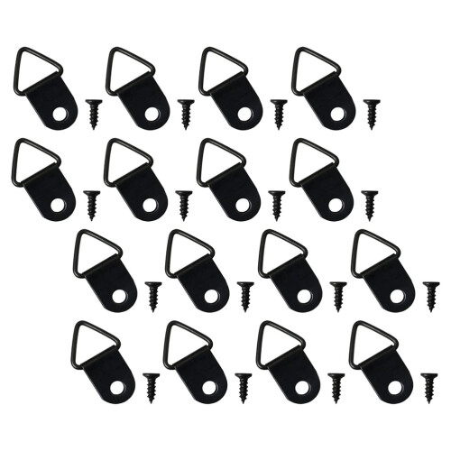 200Pcs Black Iron Picture Hanging Hardware Triangle Rings for Frames 2