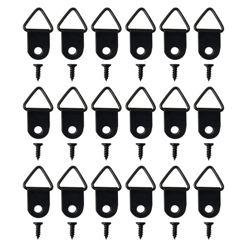 200Pcs Black Iron Picture Hanging Hardware Triangle Rings for Frames 1