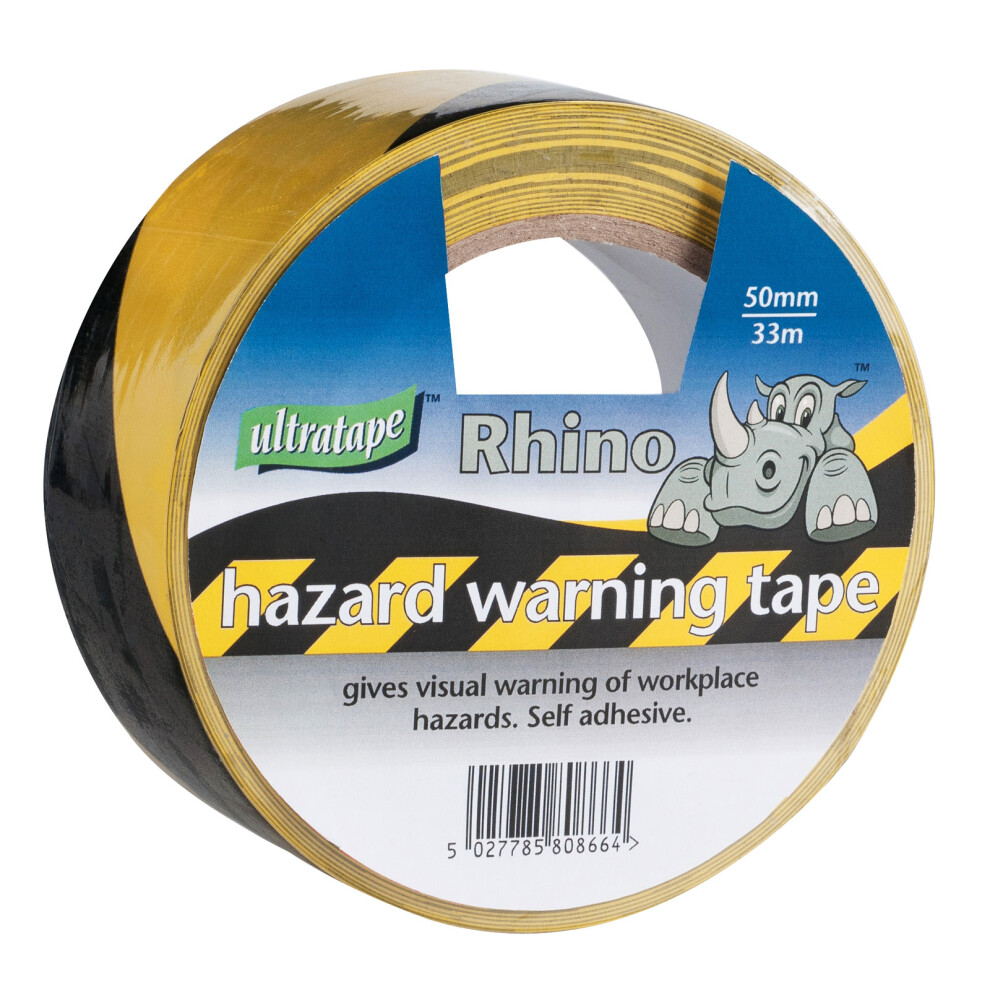 Ultratape Black/Yellow Hazard Warning Tape 50Mm X 33M 5027785808671