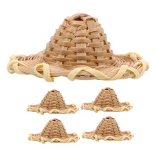 15Stk Mini Hüte Aus Geflochtenem Rattan, Gelb, Für Kreative DIY-Deko