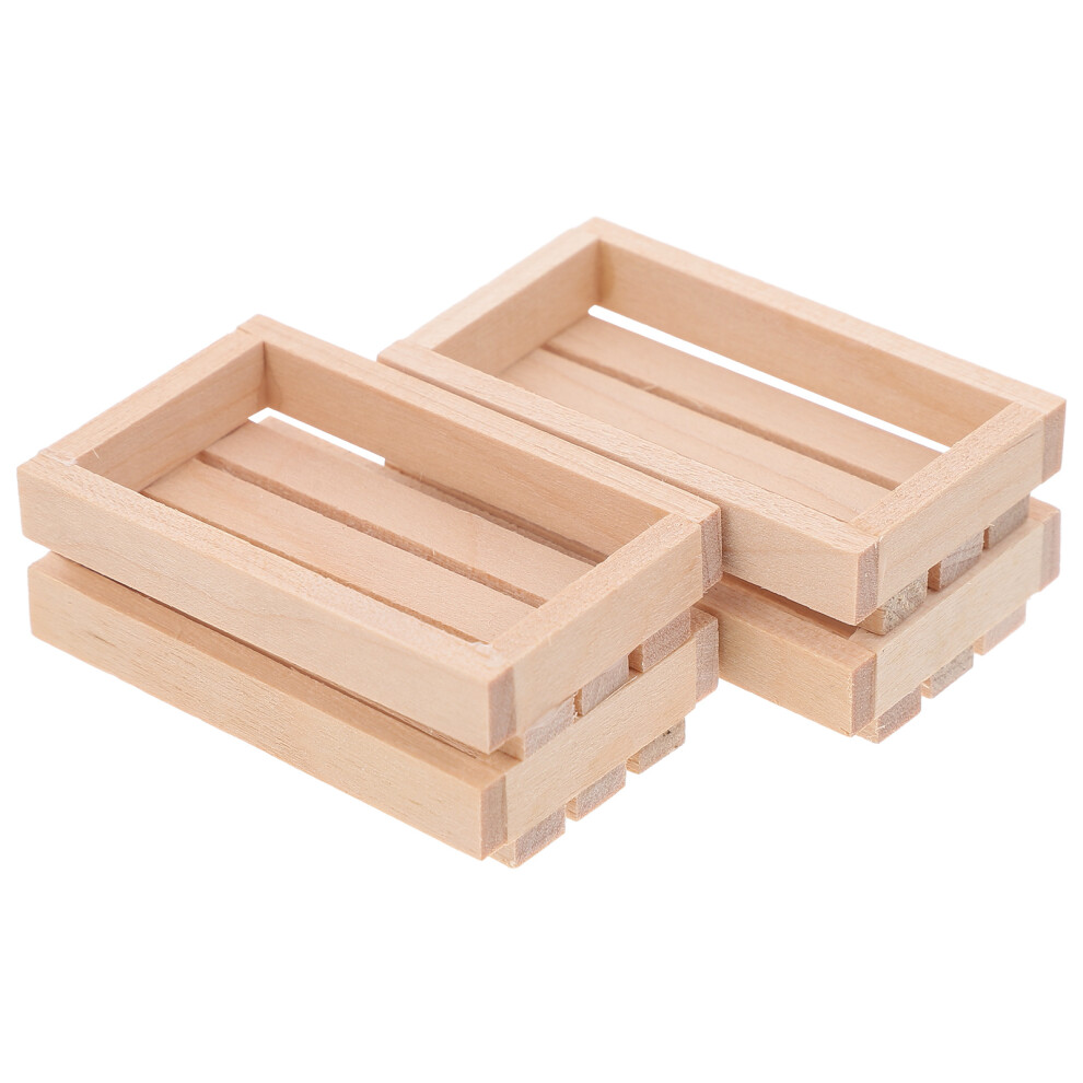 Photos - Doll Accessories 8Pcs Miniature Khaki Wood Crates for Dollhouse Storage and Decor
