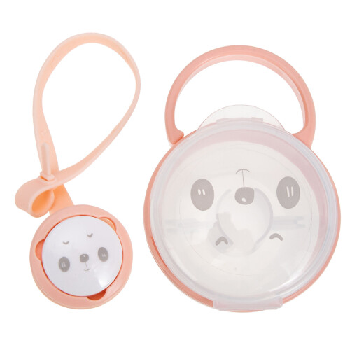 4Sets Schnullerhalter Pp+silikon, Kompakte Aufbewahrungsbox Pink