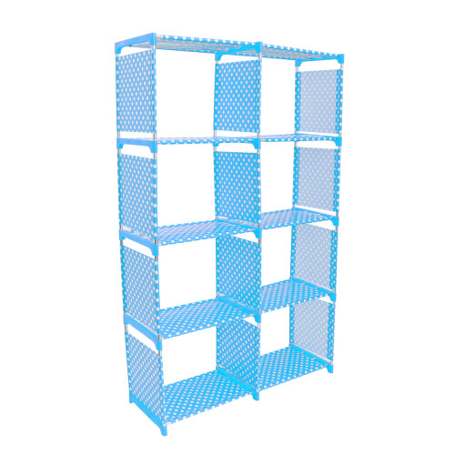 2Pcs Blue Storage Rack Metal Frame 4 Tier Book Sundries Shelf 1