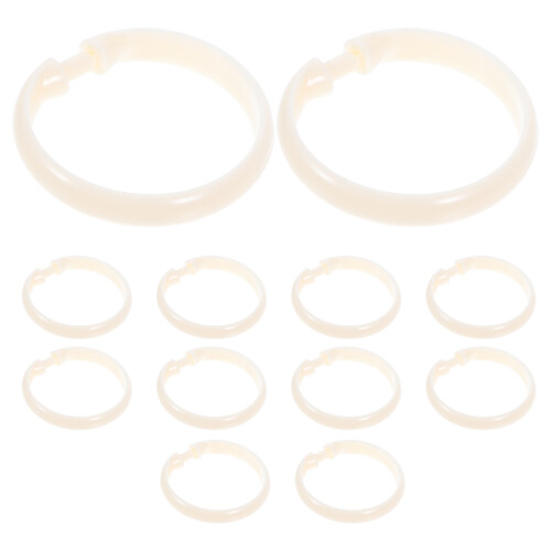 24Pcs Easy Slide Beige Plastic Shower Curtain Hooks for Home Use 1
