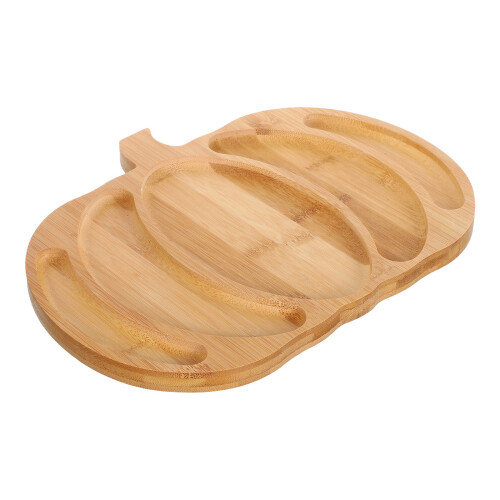 2Stk Bambus Kürbis Servierplatte Holz Snacktablett Hellgelb Für Herbst 2