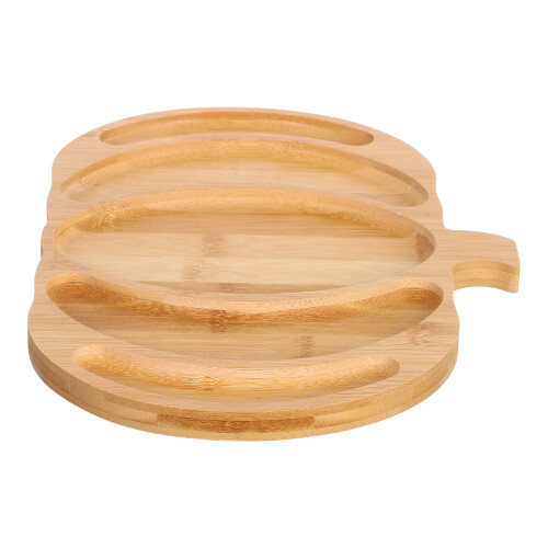 2Stk Bambus Kürbis Servierplatte Holz Snacktablett Hellgelb Für Herbst 1
