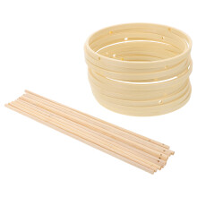 20Ensembles Cadres Ronds Éventails Beige Plastique Bambou Pour DIY