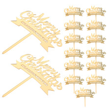 45Pcs Golden Acrylic Festive Christmas Cake Picks Holiday Party Decor