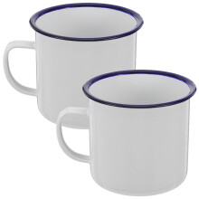 4Pcs White Enamel Camping Mugs Outdoor Coffee Cups for Home