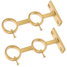 8Pcs Golden Double Curtain Rod Bracket Alloy Adjustable Corner Holder