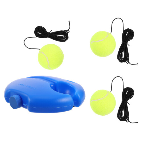 2Sets Beginner Tennis Training Ball with Base and String Blue Plastic 1
