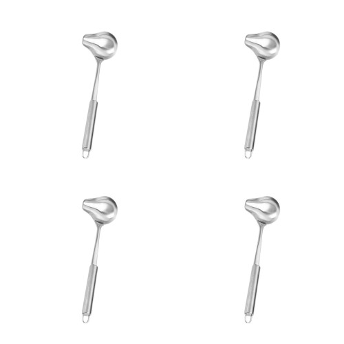 4Pcs Silver Metal Sauce Ladles with Spout Kitchen Spoons 2