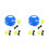 2Sets Beginner Tennis Training Ball with Base and String Blue Plastic 7