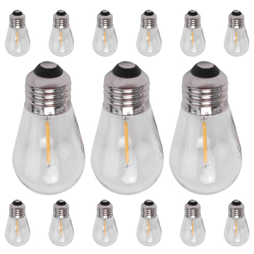 15 Pack 3V LED S14 Replacement Light Bulbs Shatterproof Outdoor Solar String Light Bulbs Warm White 1