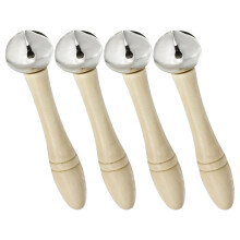 20Pièces Cloches Main Argent Pour École, Maison, Fête Avec Manche Bois