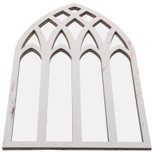 2Pcs Gothic Arched Window Pane Mirrors White Wood for Wall Decor Home