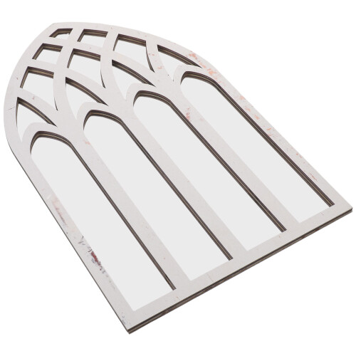 2Pcs Gothic Arched Window Pane Mirrors White Wood for Wall Decor Home 2