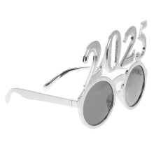 3Pcs 2025 New Year Silver Eyeglasses Pc Material Party Photo Prop