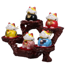2Sets Stylish Ceramic Cat Figurines Assorted Color Car Dashboard Decor