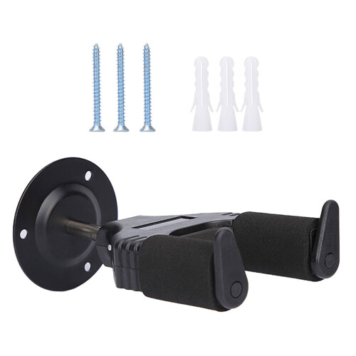 2Sets ABS Iron Black Guitar Wall Rack with Sponge Neck Support Holder 2