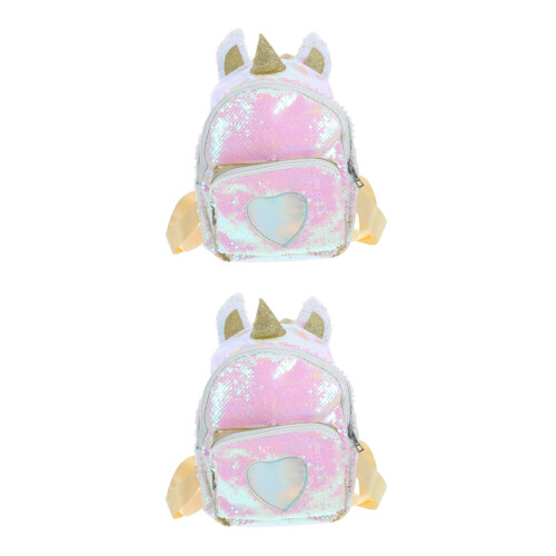 2Pcs Travel Backpack Sequins School Student Daypack 1
