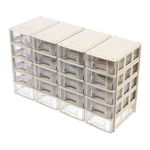 40Sets Wear-Resistant Plastic Tool Organizing Box with Dividers Beige